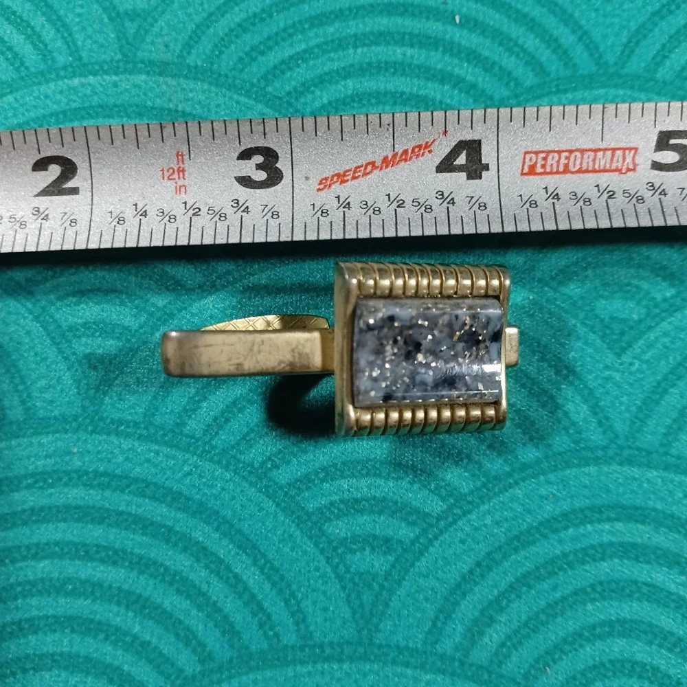 Vintage‎ Gold Tone Tie Bar Clip With Stone? Resin?